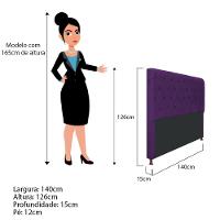 Cabeceira Cristal 140 Cm Casal Com Capitonê Suede Roxo - 2