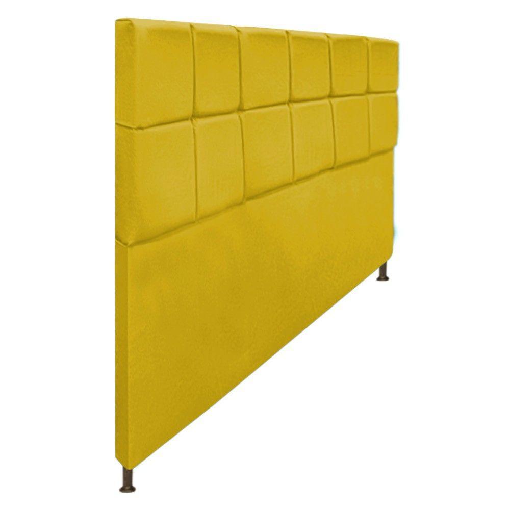 Cabeceira Damares 195 Cm King Size Com Botonê Suede Amarelo - 1