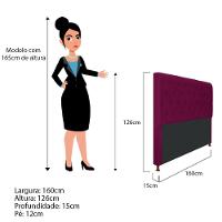 Cabeceira Cristal 160 Cm Queen Size Com Capitonê Suede Bordô - 2