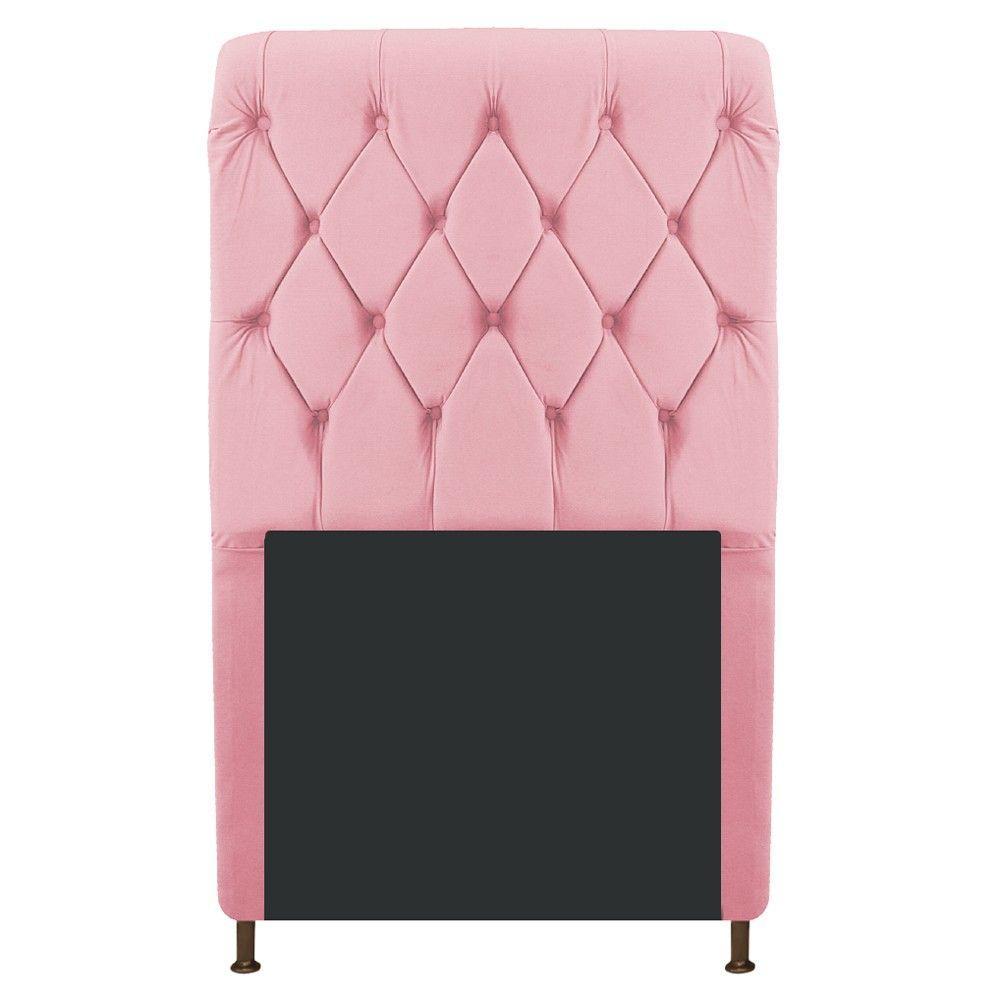 Cabeceira Cristal 100cm Solteiro C Capitonê Suede Rosa Bebê - 1