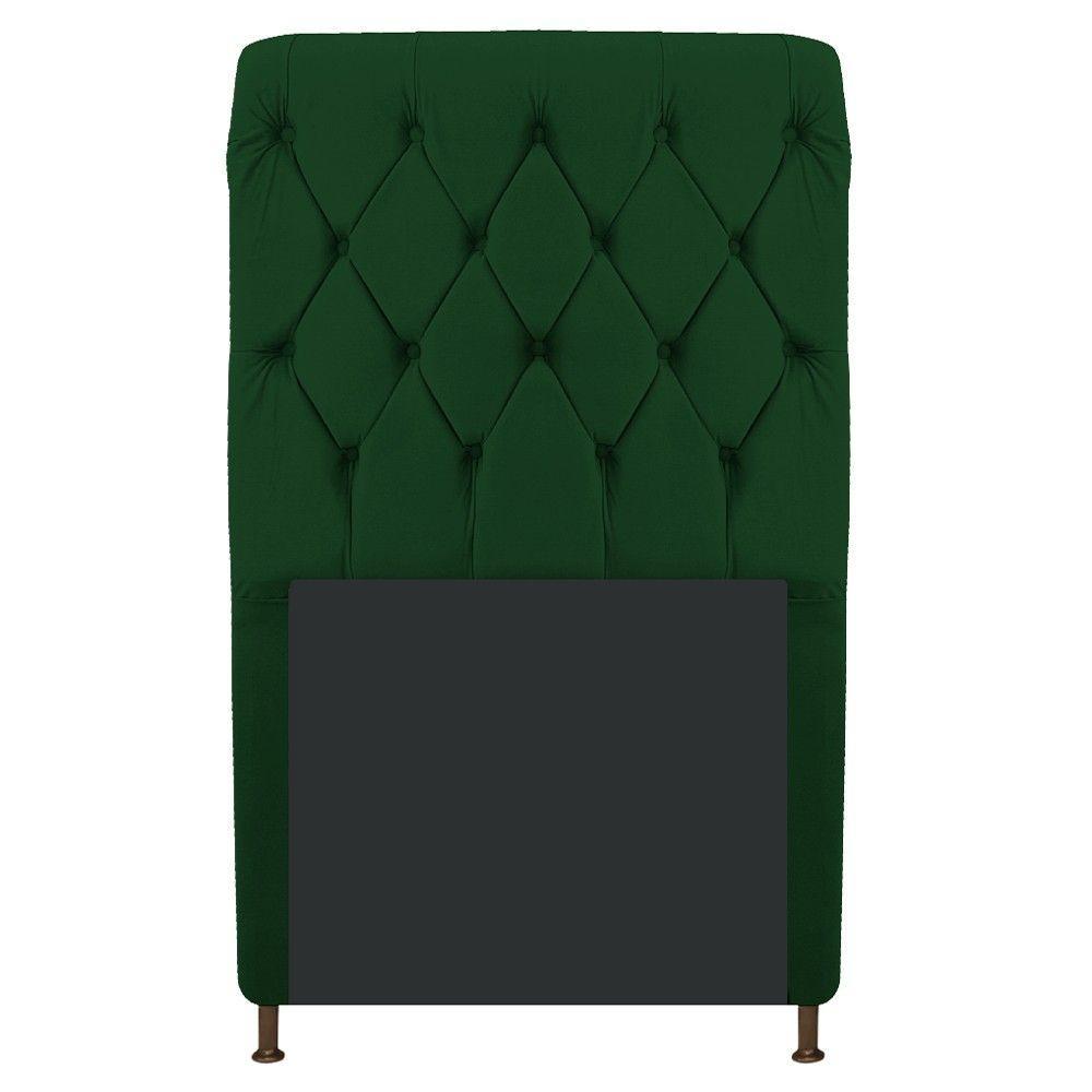 Cabeceira Cristal 90 Cm Solteiro Com Capitonê Suede Verde - 1