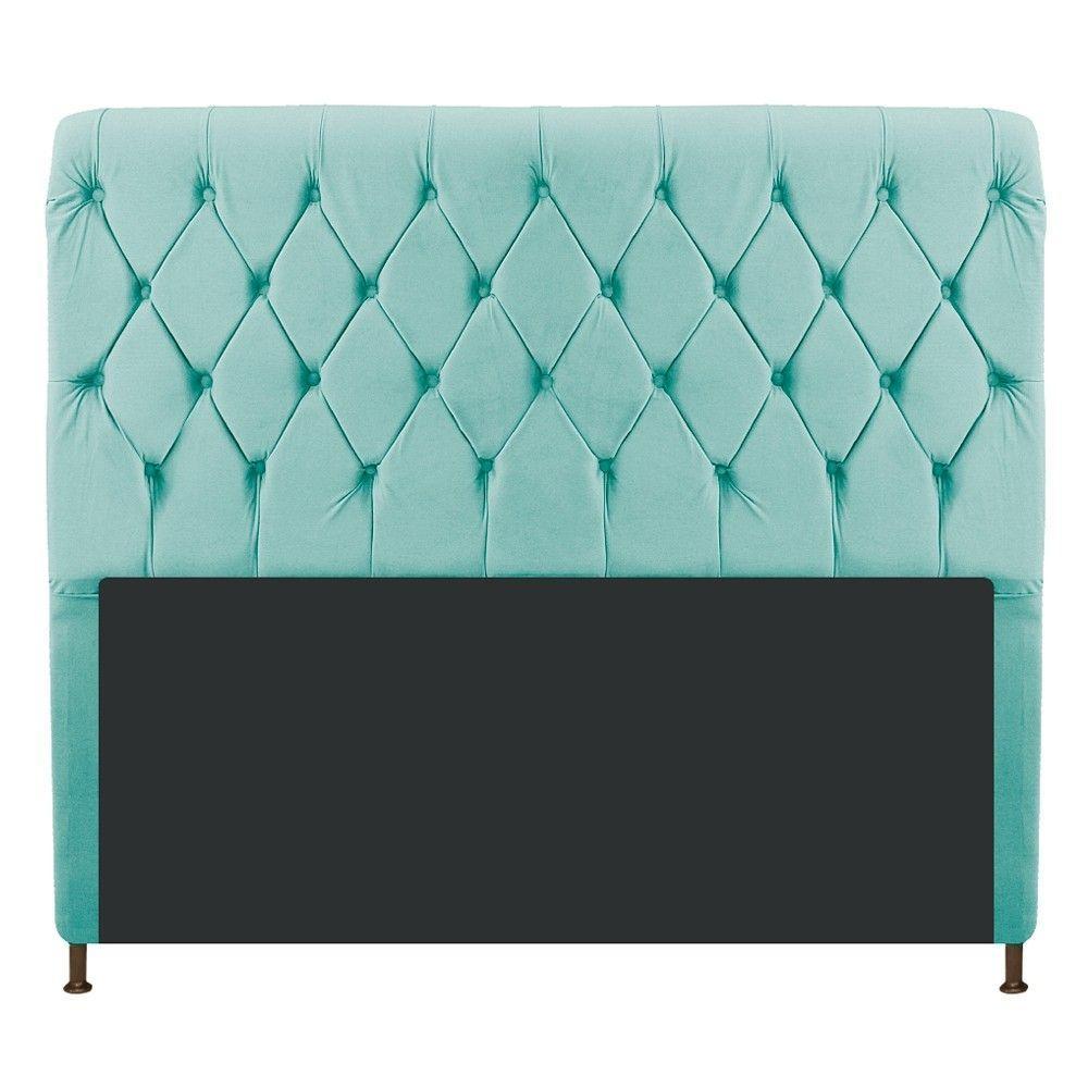 Cabeceira Cristal 195 Cm King Size Com Suede Azul Tiffany - 1