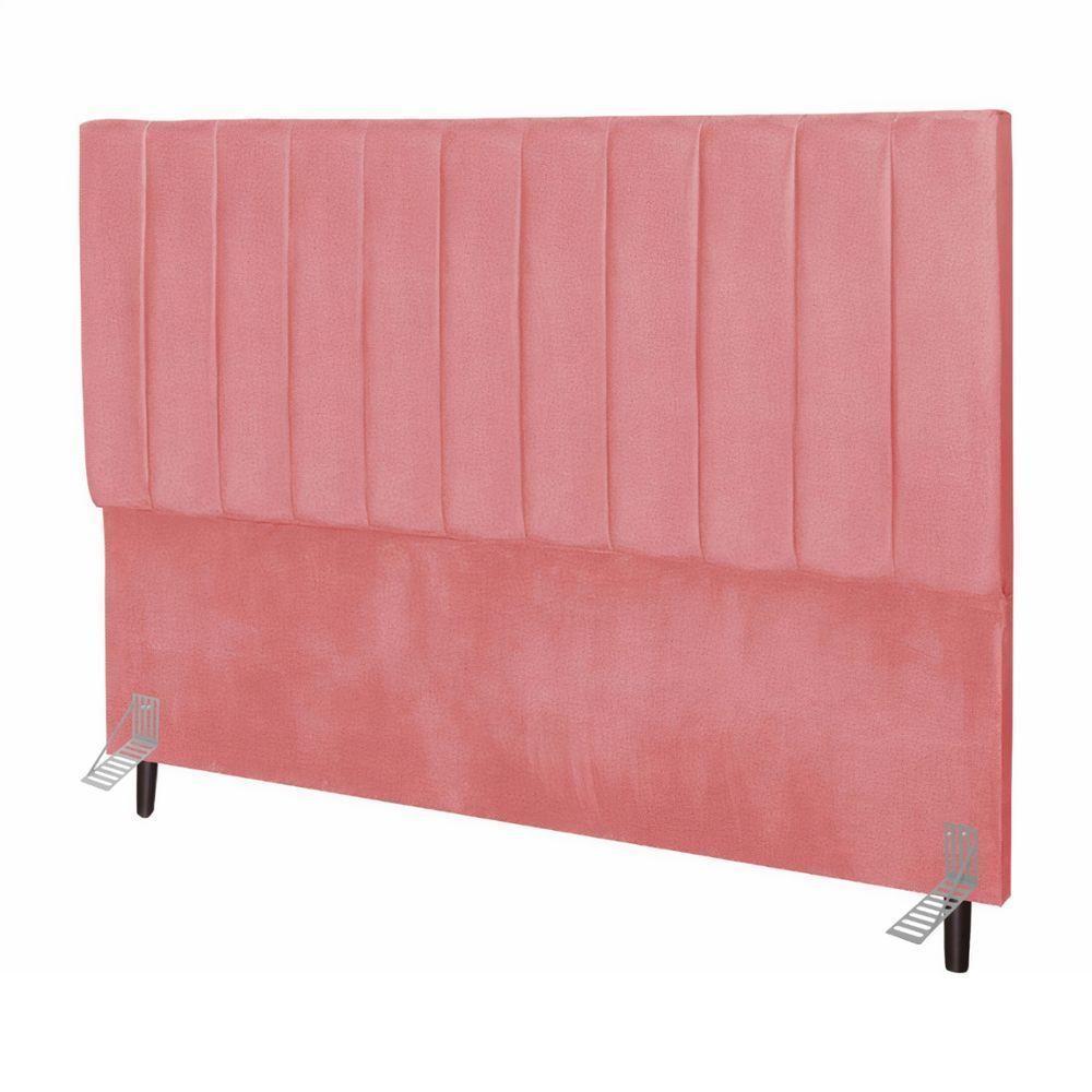 Cabeceira Cama Box Queen 160cm Carla Suede Rosa E Frame - 1