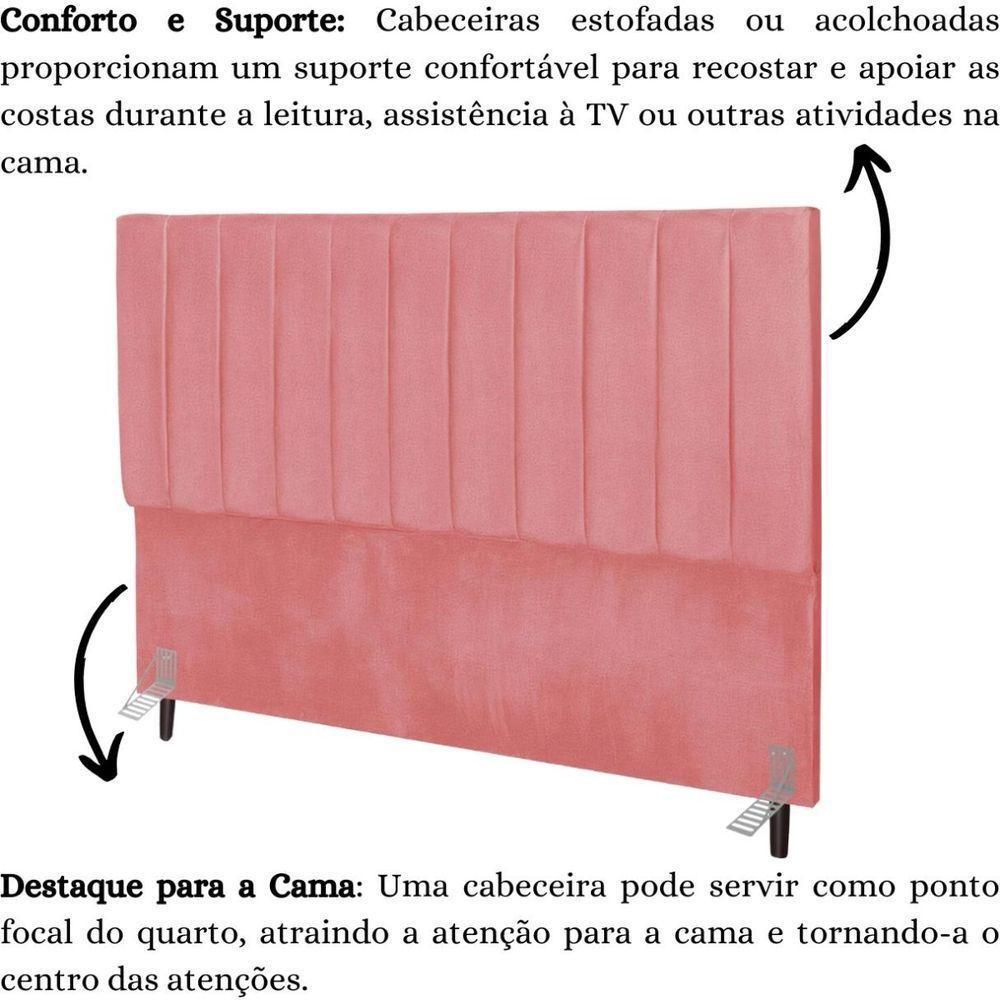 Cabeceira Cama Box Queen 160cm Carla Suede Rosa E Frame - 3