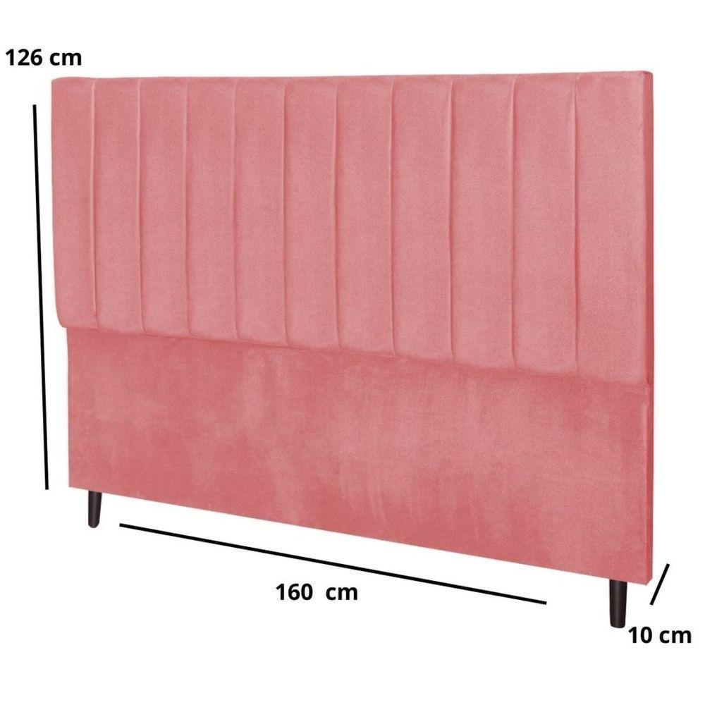 Cabeceira Cama Box Queen 160cm Carla Suede Rosa E Frame - 5