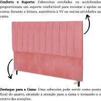 Cabeceira Cama Box Queen 160cm Carla Suede Rosa E Frame - 3