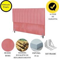 Cabeceira Cama Box Queen 160cm Carla Suede Rosa E Frame