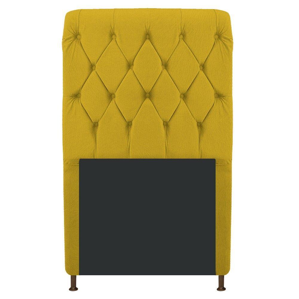 Cabeceira Cristal 100 Cm Solteiro Com Capitonê Suede Amarelo - 1