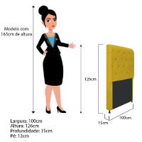 Cabeceira Cristal 100 Cm Solteiro Com Capitonê Suede Amarelo - 2