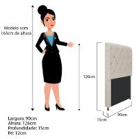 Cabeceira Cristal 90 Cm Solteiro Com Capitonê Suede Bege - 2