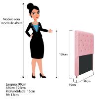 Cabeceira Cristal 90Cm Solteiro Com Capitonê Suede Rosa Bebê - 2