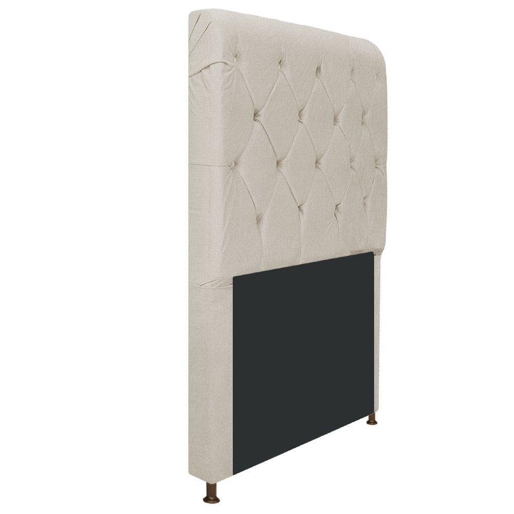 Cabeceira Cristal 100 Cm Solteiro Com Capitonê Suede Bege - 3