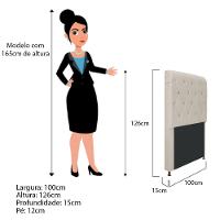 Cabeceira Cristal 100 Cm Solteiro Com Capitonê Suede Bege - 2