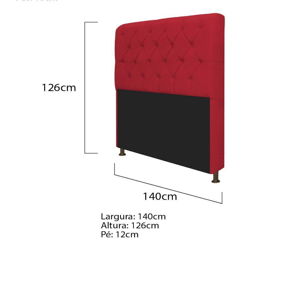 Kit Cabeceira Lady Recamier Félix 140cm Suede Vermelho - 2