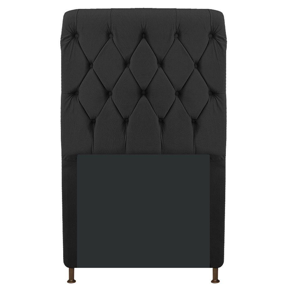 Cabeceira Cristal 100 Cm Solteiro Com Capitonê Suede Preto - 1