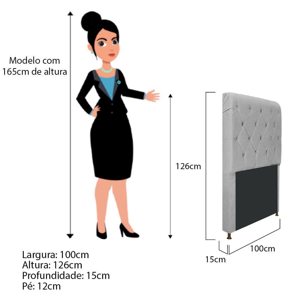 Cabeceira Cristal 100 Cm Solteiro Com Capitonê Suede Cinza - 2