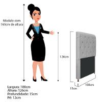 Cabeceira Cristal 100 Cm Solteiro Com Capitonê Suede Cinza - 2