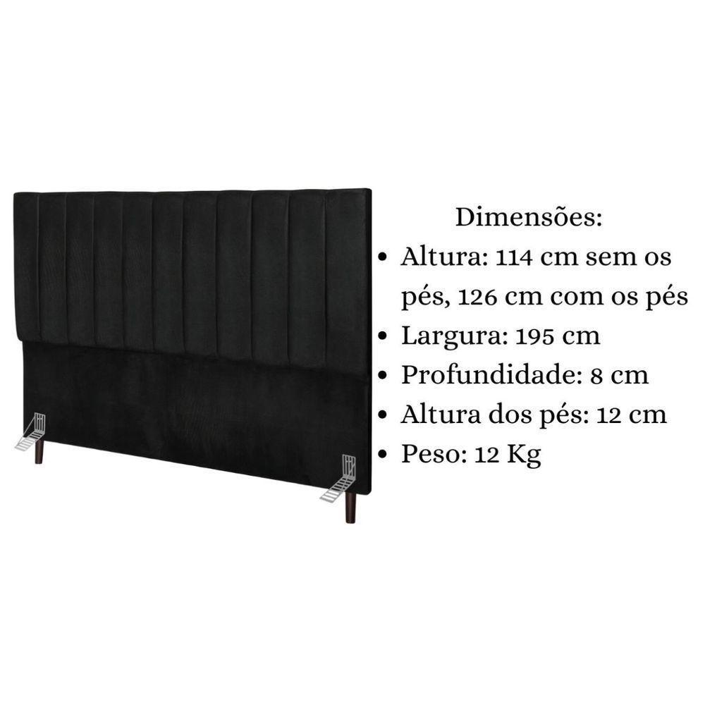 Cabeceira Cama Box King 195 Cm Carla Suede Preto E Frame - 5