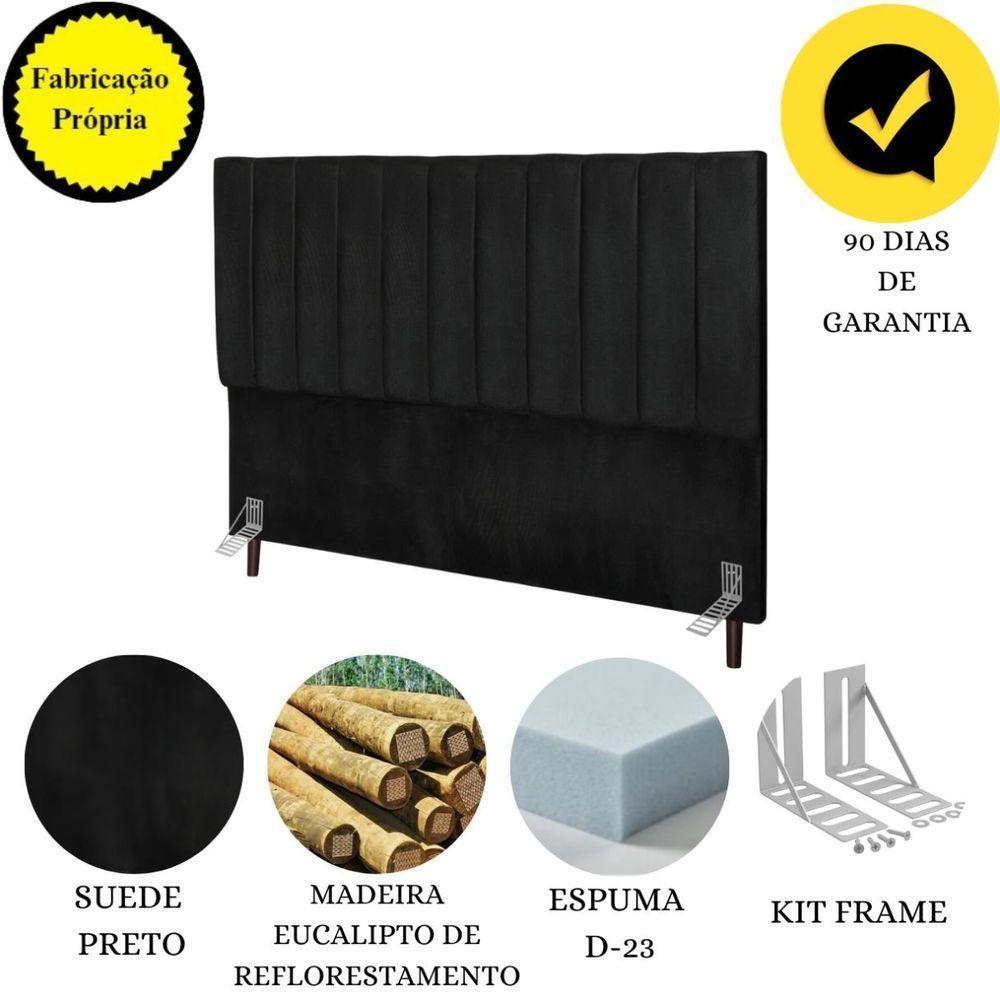 Cabeceira Cama Box King 195 Cm Carla Suede Preto E Frame - 6