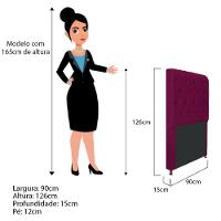 Cabeceira Cristal 90 Cm Solteiro Com Capitonê Suede Bordô - 2