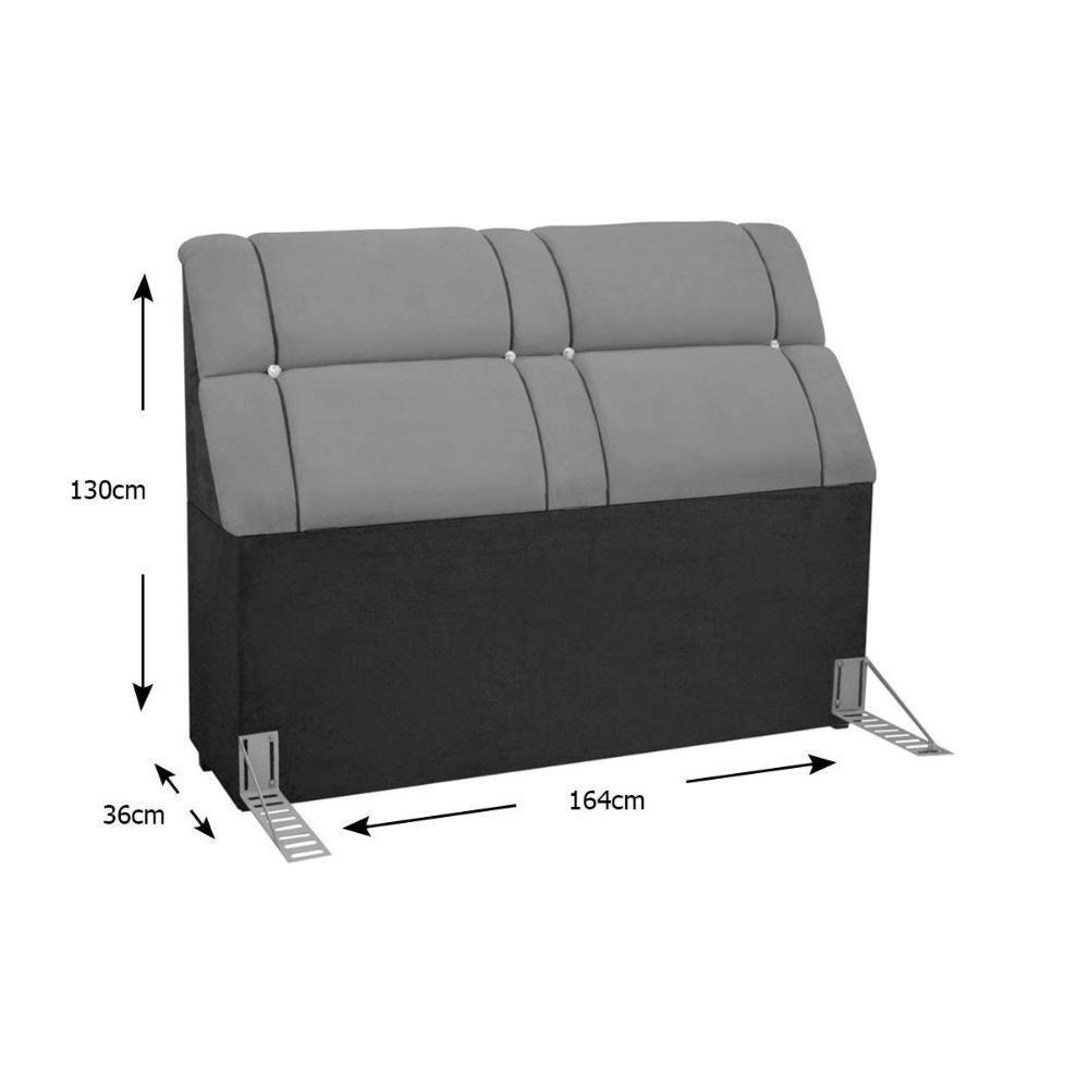 Cabeceira Cama Box Estofada Queen Queen Imperador Suede Marrom Chocolate - Simbal - 9