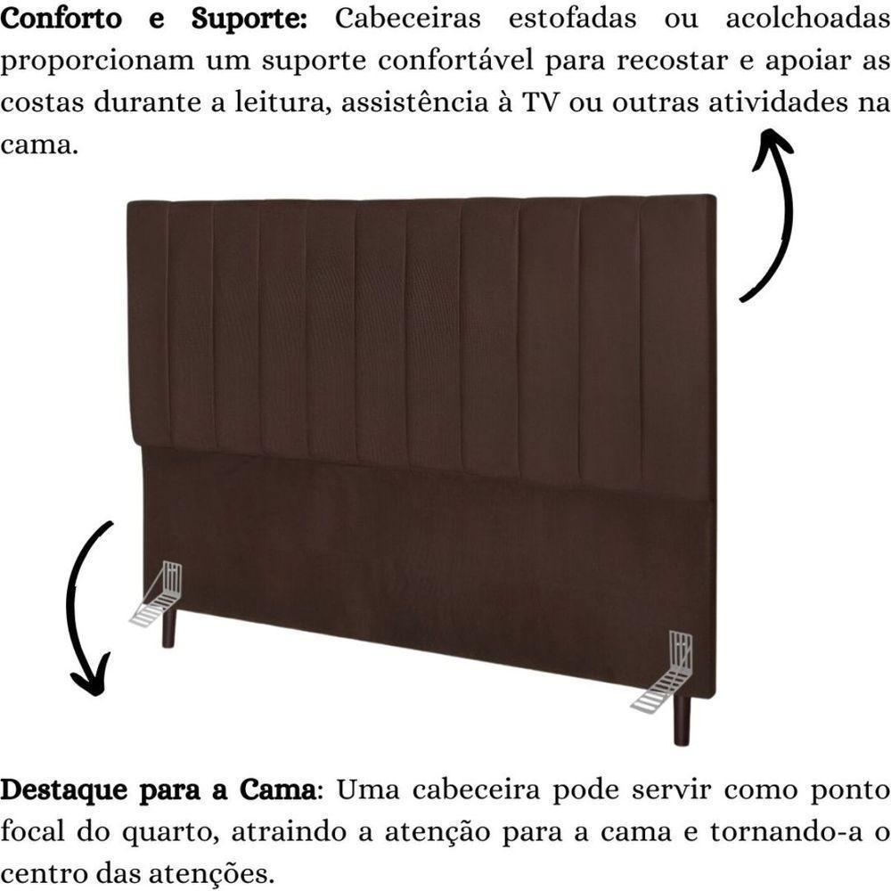 Cabeceira Cama Box King 195 Cm Carla Suede Marrom E Frame - 4