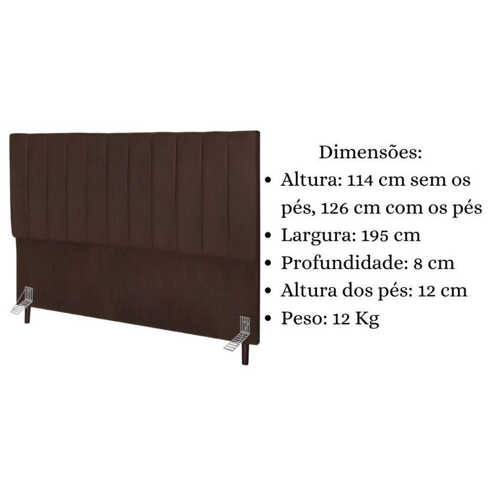 Cabeceira Cama Box King 195 Cm Carla Suede Marrom E Frame - 6