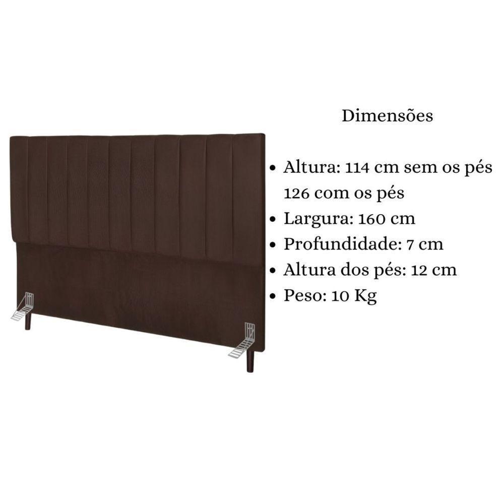 Cabeceira Cama Box Queen 160cm Carla Suede Marrom E Frame - 6