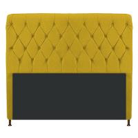 Cabeceira Cristal 140 Cm Casal Com Capitonê Suede Amarelo - 1