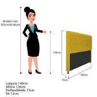 Cabeceira Cristal 140 Cm Casal Com Capitonê Suede Amarelo - 2
