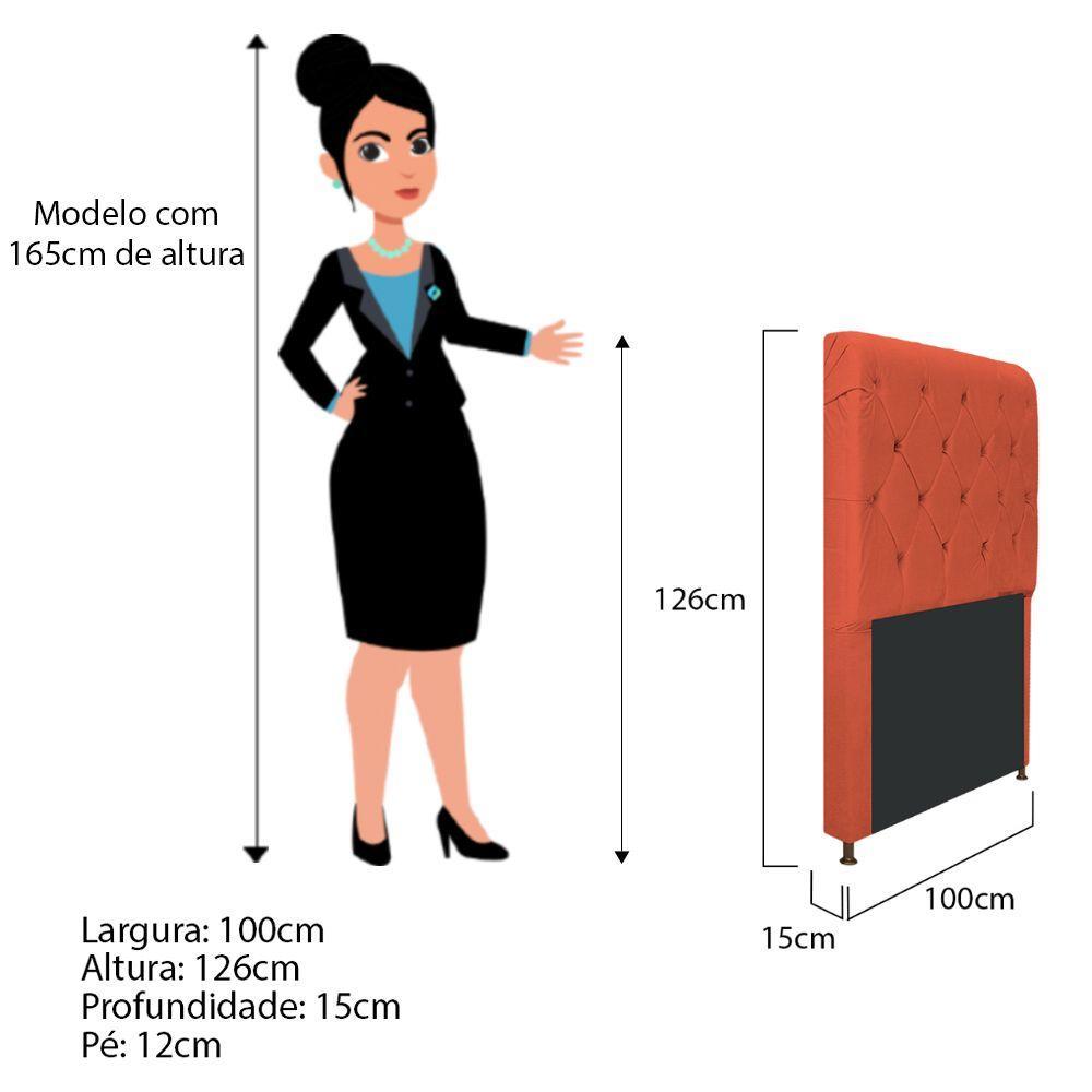 Cabeceira Cristal 100Cm Solteiro C Capitonê Suede Terracota - 2