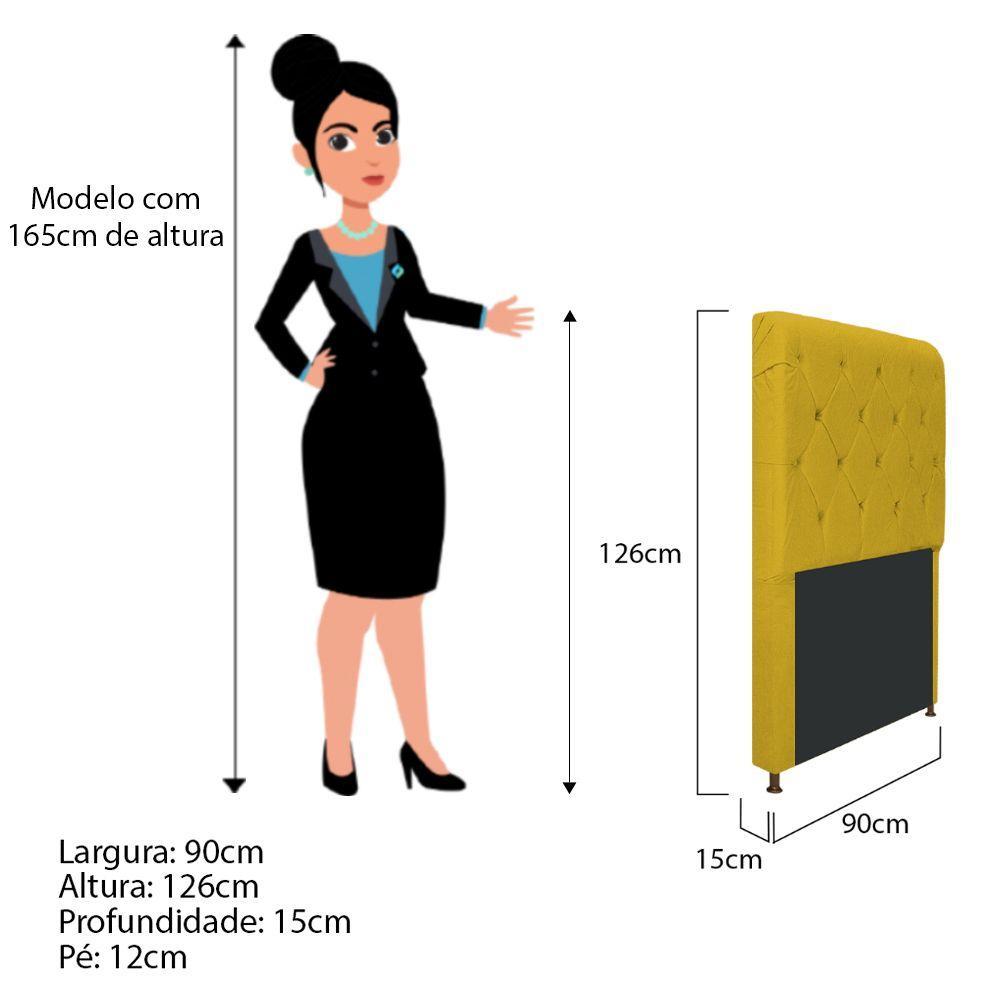 Cabeceira Cristal 90 Cm Solteiro Com Capitonê Suede Amarelo - 2