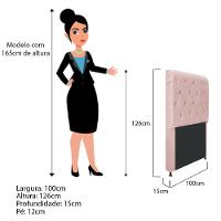 Cabeceira Cristal 100 Cm Solteiro Com Capitonê Suede Rosê - 2