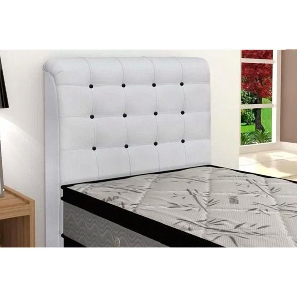 Cabeceira Cama Box Estofada Solteiro Solteiro Dama Plus Courano Branco/Preto - Simbal - 1