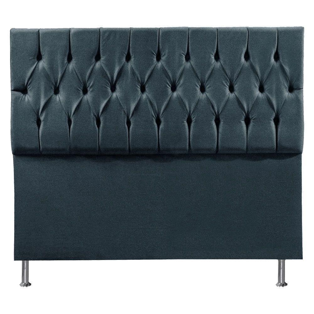 Cabeceira Solteiro 0,90m Madrid Suede - Pallazio Cor Azul Marinho - 1