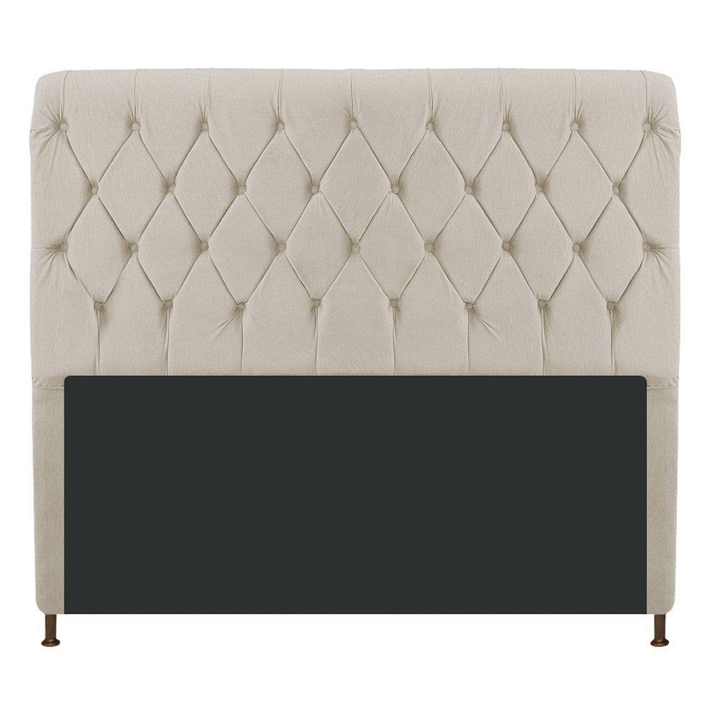 Cabeceira Cristal 140 Cm Casal Com Capitonê Suede Bege - 1