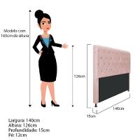 Cabeceira Cristal 140 Cm Casal Com Capitonê Suede Rosê - 2