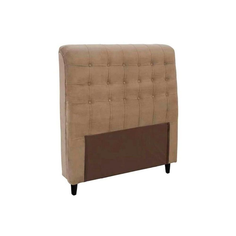 Cabeceira Cama Box Estofada Solteiro Solteiro Dama Plus Suede Bege - Simbal - 1