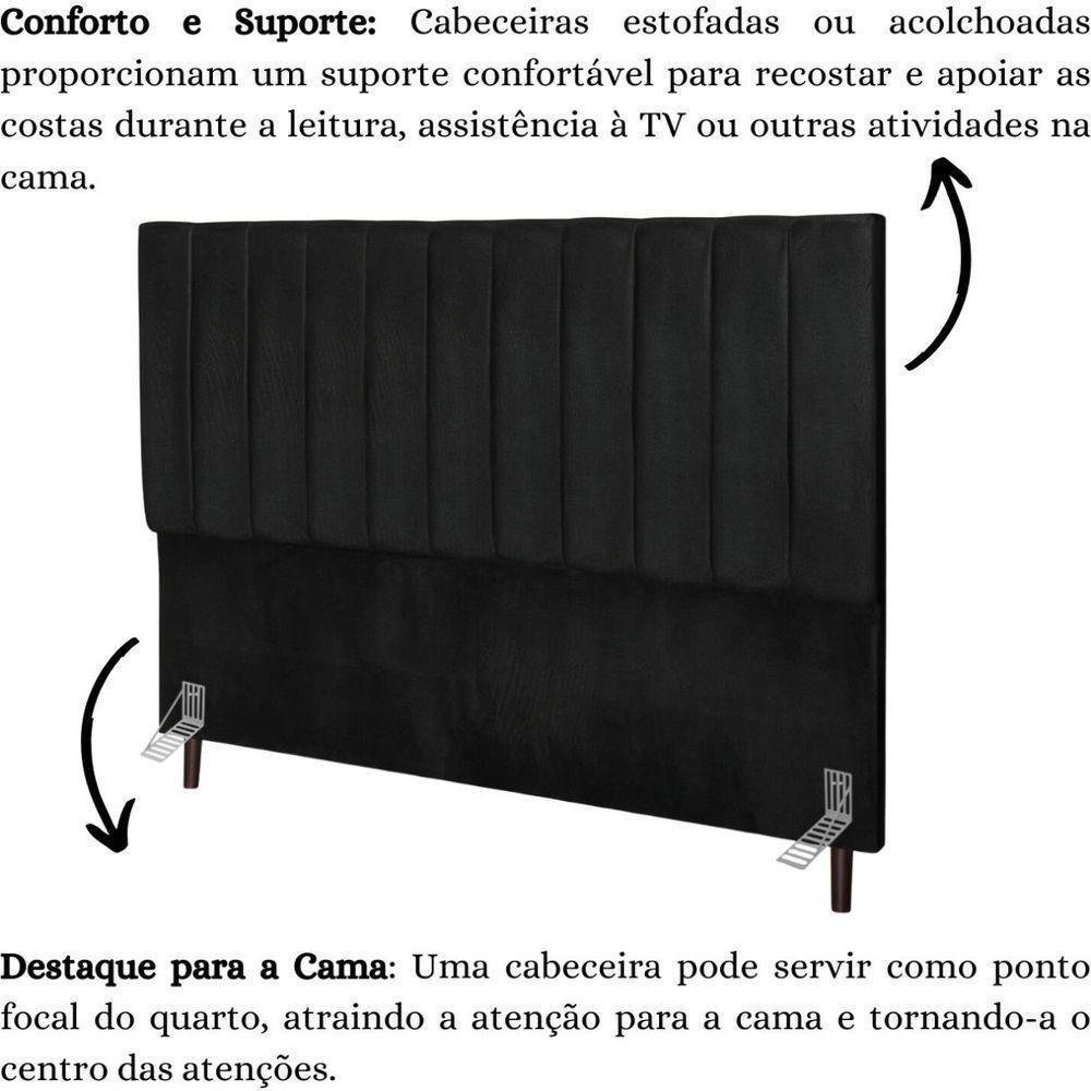 Cabeceira Cama Box Queen 160cm Carla Suede Preto E Frame - 1