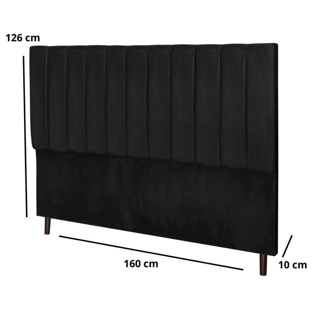 Cabeceira Cama Box Queen 160cm Carla Suede Preto E Frame - 3