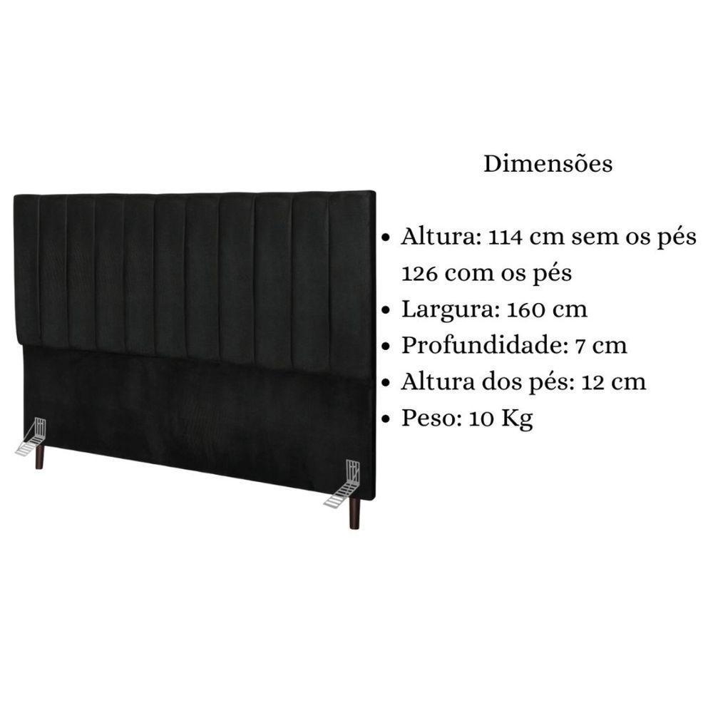 Cabeceira Cama Box Queen 160cm Carla Suede Preto E Frame - 5