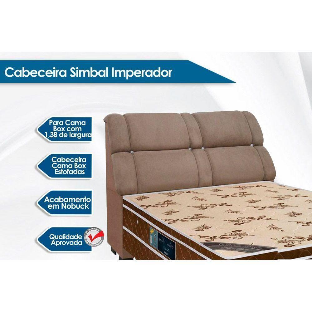 Cabeceira Cama Box Estofada Casal Casal Imperador Suede Cinza - Simbal - 5