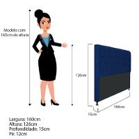 Cabeceira 195 Cm King Size Com Capitonê Suede Azul Marinho - 2