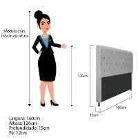 Cabeceira Cristal 160 Cm Queen Size Com Capitonê Suede Cinza - 2