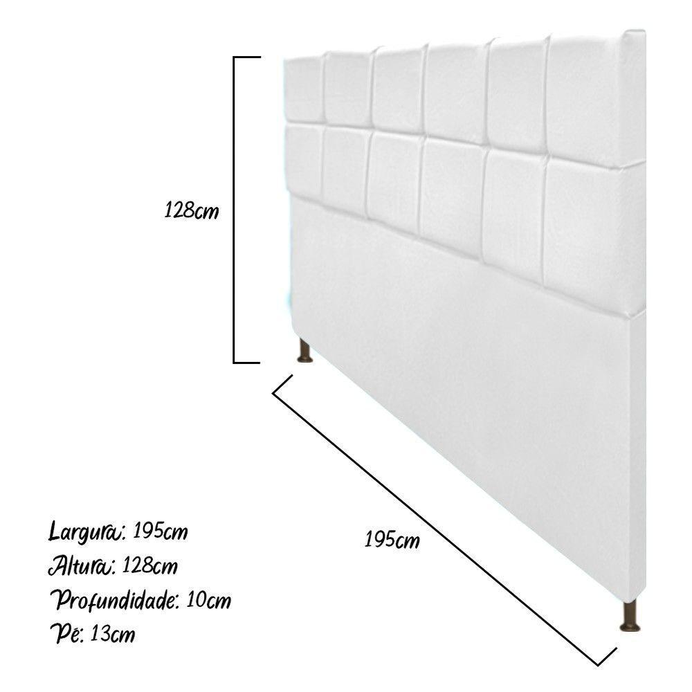 Cabeceira Damares 195 Cm King Size Com Botonê Suede Branco - 1