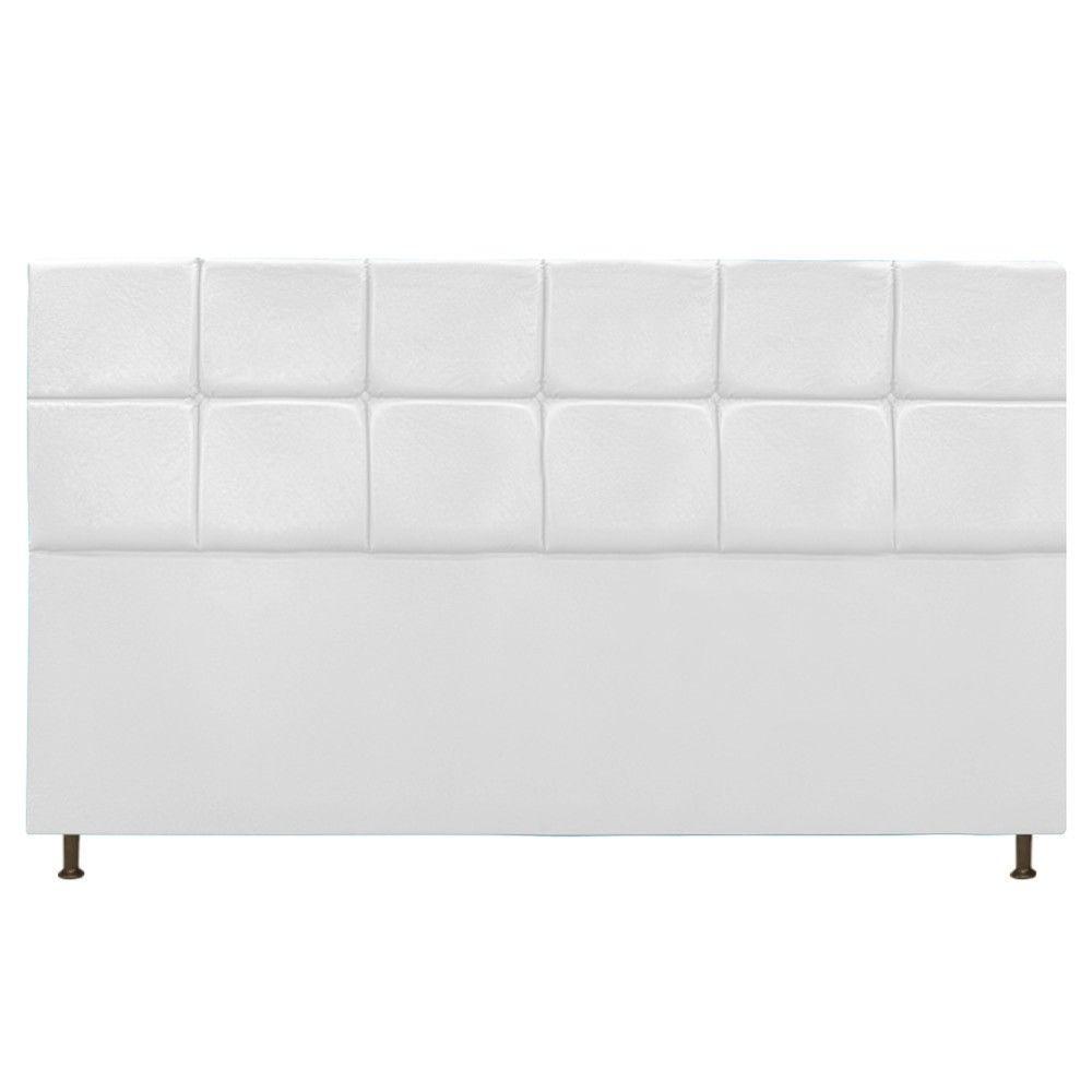 Cabeceira Damares 195 Cm King Size Com Botonê Suede Branco - 1
