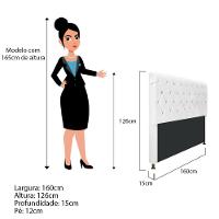 Cabeceira Cristal 160Cm Queen Size Com Capitonê Suede Branco - 2