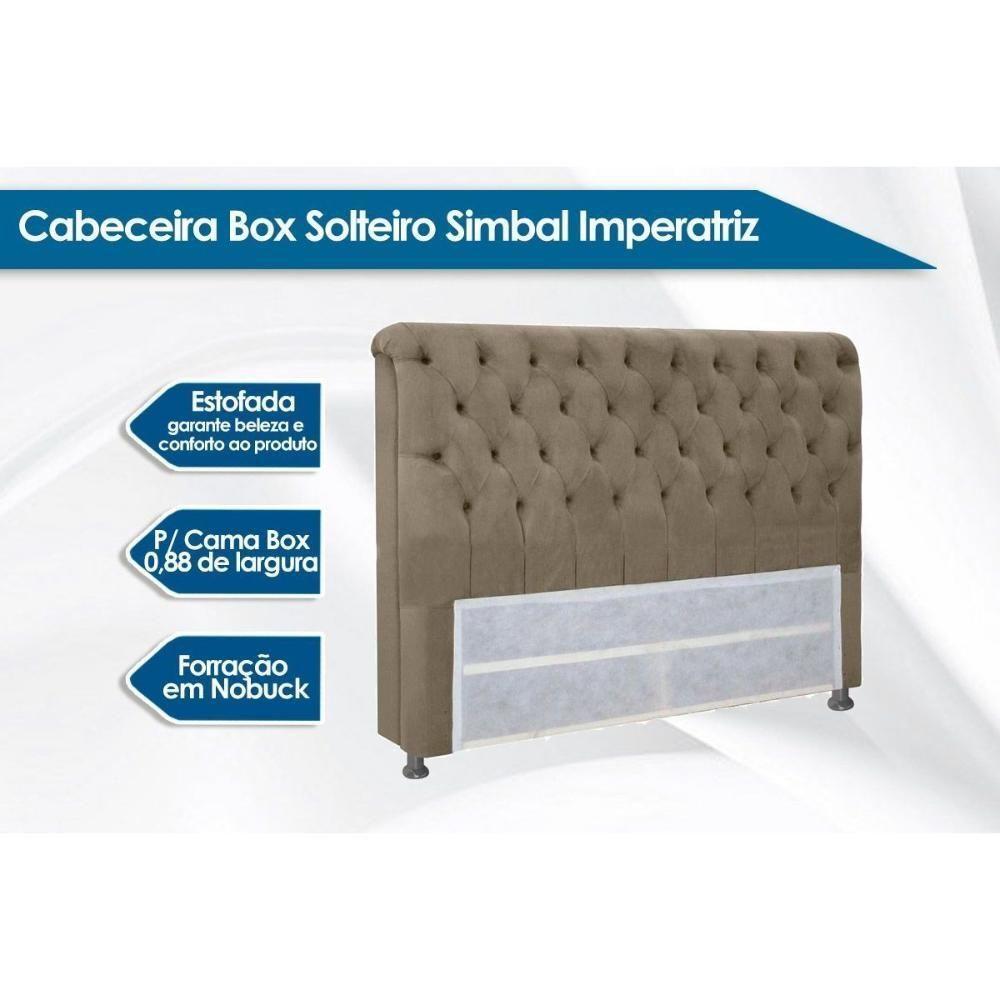 Cabeceira Cama Box Estofada Solteiro Solteiro Imperatriz Plus Suede Cinza - Simbal - 3