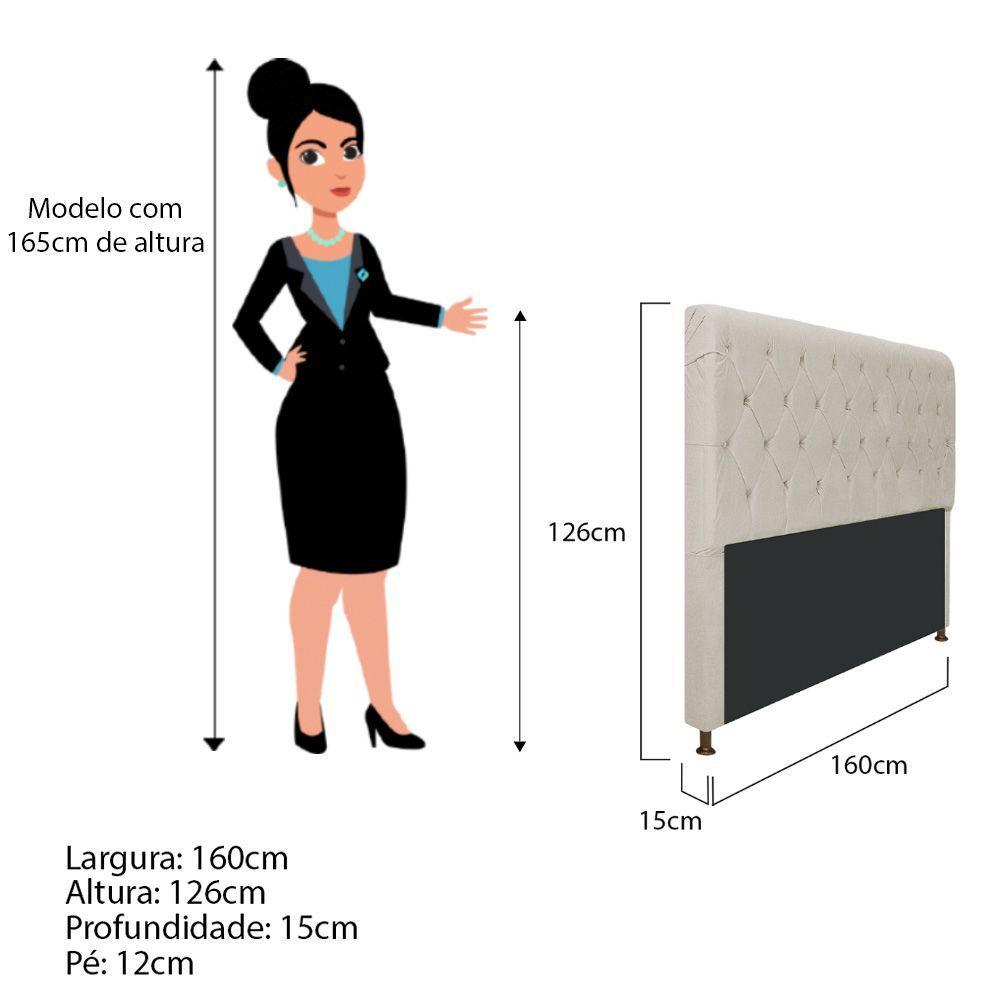 Cabeceira Cristal 160 Cm Queen Size Com Capitonê Suede Bege - 2