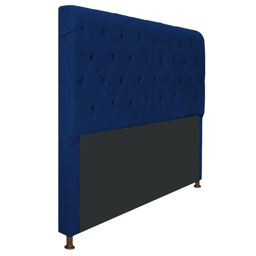 Cabeceira Cristal 140Cm Casal C Capitonê Suede Azul Marinho - 3